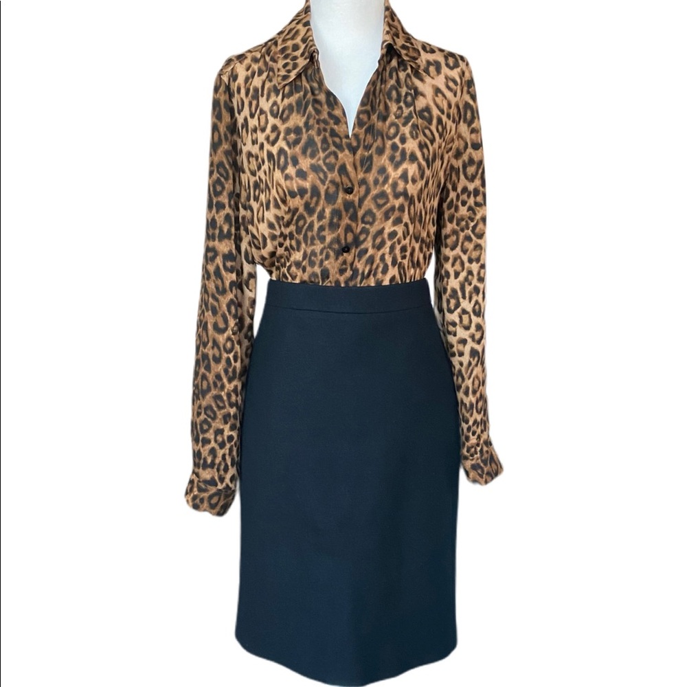 J. Crew No. 2 Pencil Skirt 100% Wool Black Size 2